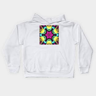 Psychedelic Hippie Flower Purple Yellow and Teal Kids Hoodie